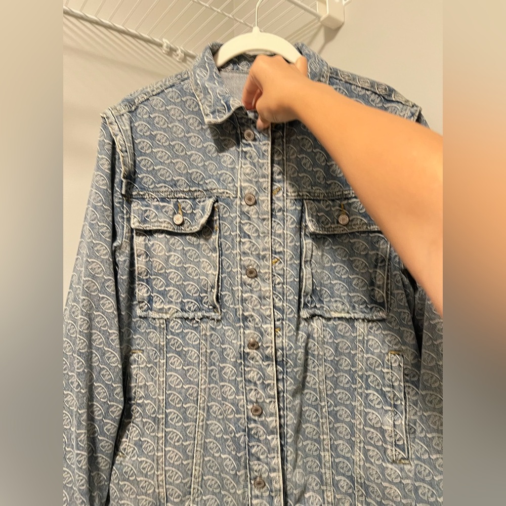 Blue Patterned Denim Jacket - Picture 7 of 7